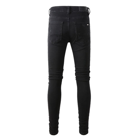 Men's Black Camo Patch Premium Stretch Denim Jeans