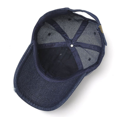 Casquette de baseball en denim vieilli