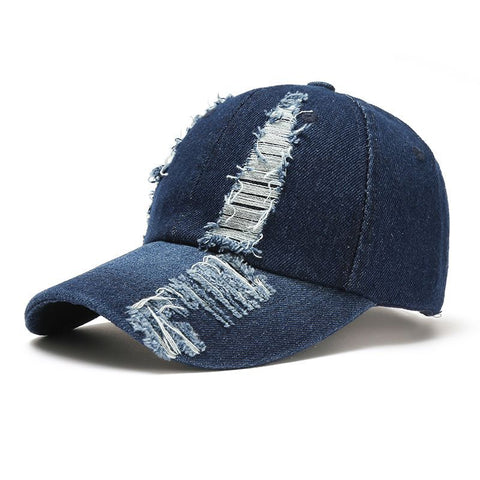 Casquette de baseball en denim vieilli