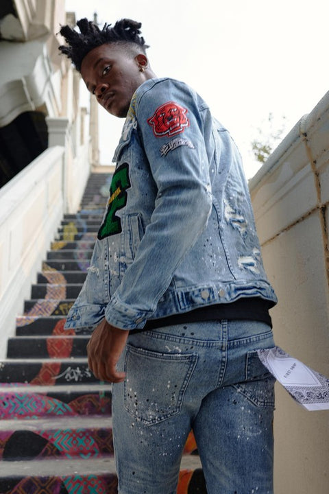 [NEW][LIMITED] First Row L.A. - Varsity Patches Denim Jacket