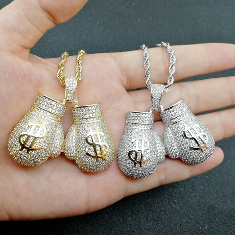 Boxing Gloves Pendant & Twist Necklace