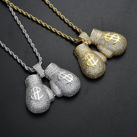 Boxing Gloves Pendant & Twist Necklace