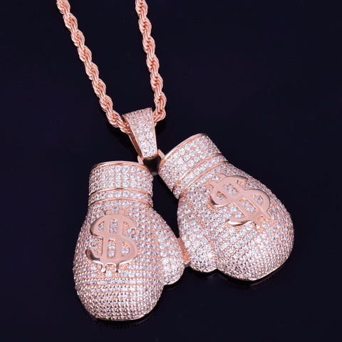 Boxing Gloves Pendant & Twist Necklace