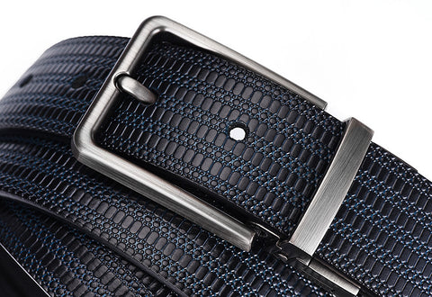 Ceinture en cuir véritable gaufré grain de riz pour hommes