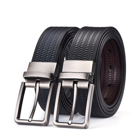 Ceinture en cuir véritable gaufré grain de riz pour hommes