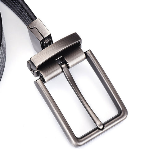 Ceinture en cuir véritable gaufré grain de riz pour hommes