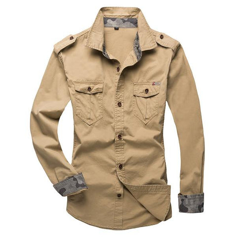 Men's Casual Cotton Long-Sleeved Shirt