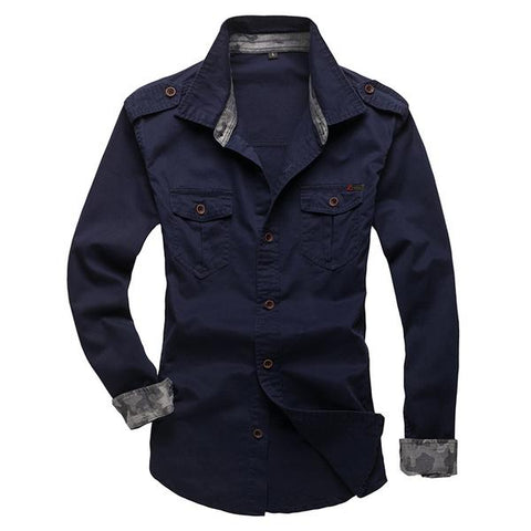 Men's Casual Cotton Long-Sleeved Shirt