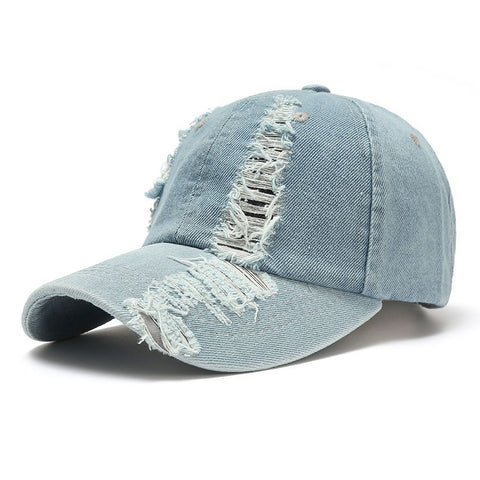 Casquette de baseball en denim vieilli