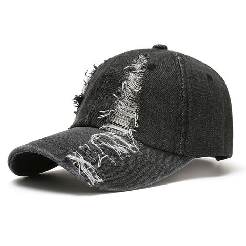 Casquette de baseball en denim vieilli