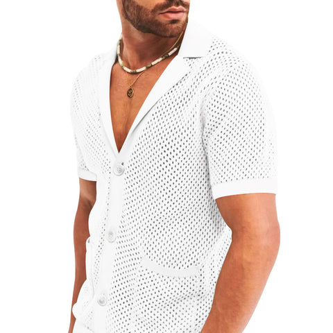 NEW Men's Mesh Knit Leisure Two-Piece Suit