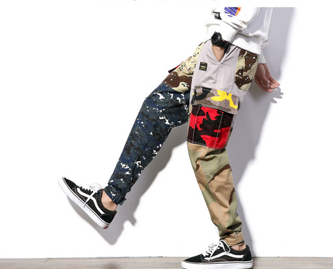 Men's Camo Detail Color Block Pants