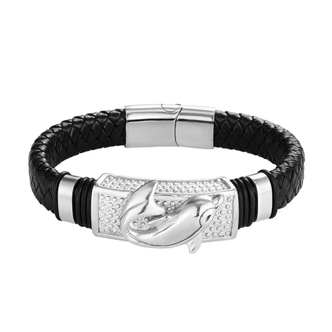 Men's Capricorn/Dolphin Leather Bracelet