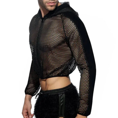 Hooded Mesh Crop Top