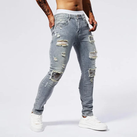 RESHAKE Ripped Slim Fit Stretch Jeans