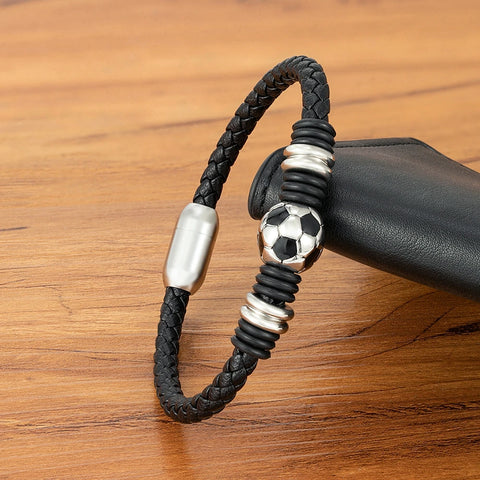 XQNI Hand-Woven Leather Football Bracelet