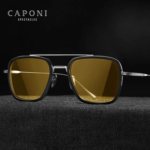 CAPONI Night Vision Titanium Sunglasses Photochromic UV400