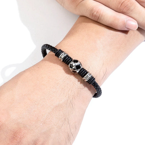 XQNI Hand-Woven Leather Football Bracelet