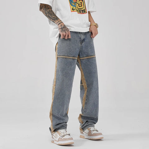 Relaxed Fit Splice Trim Jeans