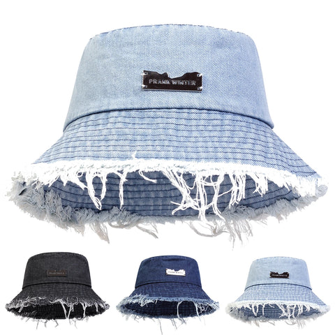 VORON PRANK WINTER Frayed Denim Bucket Hat