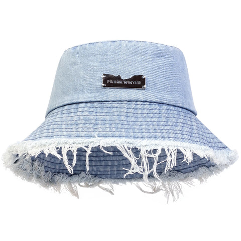 VORON PRANK WINTER Frayed Denim Bucket Hat