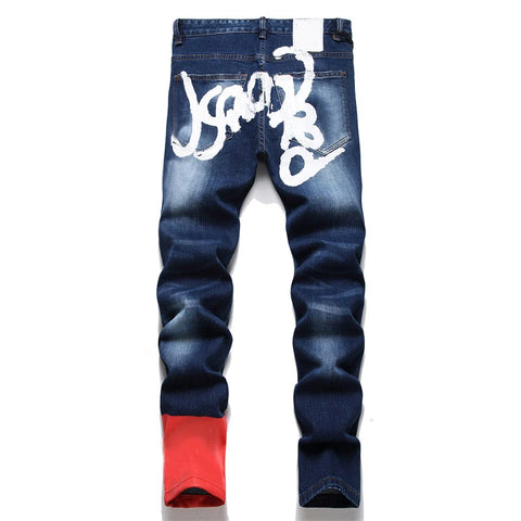 STARBAGS DSQ 2003 Hand-Painted Graffiti Slim-Stretch Jeans