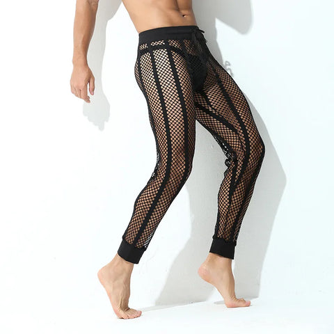 Men's Breathable Mesh Ankle-Tied Lounge-Pants