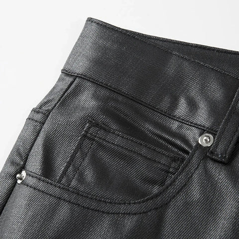 MADSHED Waxed Tide Brand Straight-Leg Pants