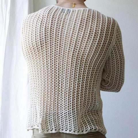 Knit Mesh Men's Long Sleeve Top