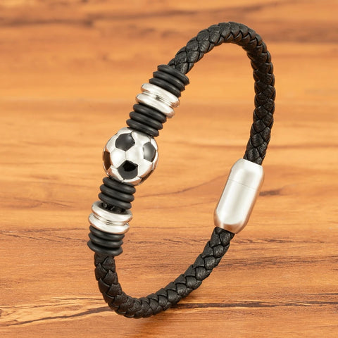 XQNI Hand-Woven Leather Football Bracelet