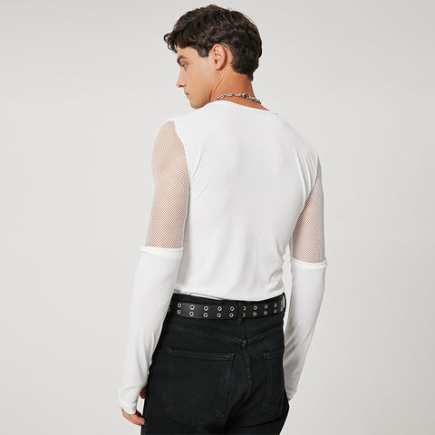 Men's Cross-Cutout Mesh Top