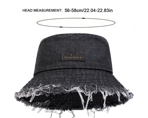 VORON PRANK WINTER Frayed Denim Bucket Hat