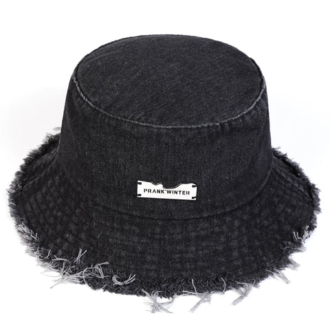 VORON PRANK WINTER Frayed Denim Bucket Hat