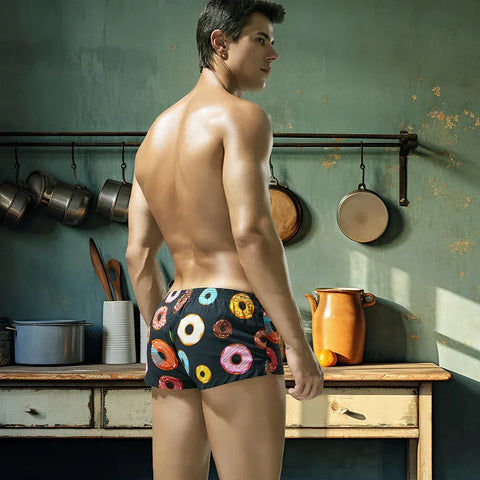 Donut Print Convex Pouch Low Waist Boxers