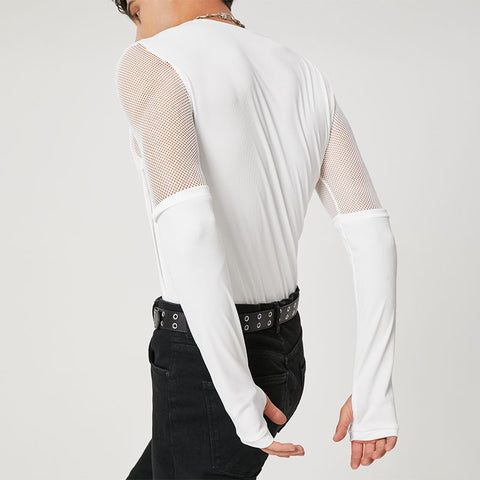 Men's Cross-Cutout Mesh Top