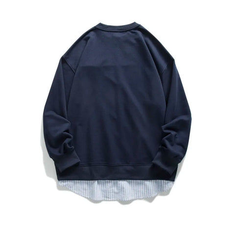 DRCCHN Faux Two-Piece Shifted Lining Sweatshirt