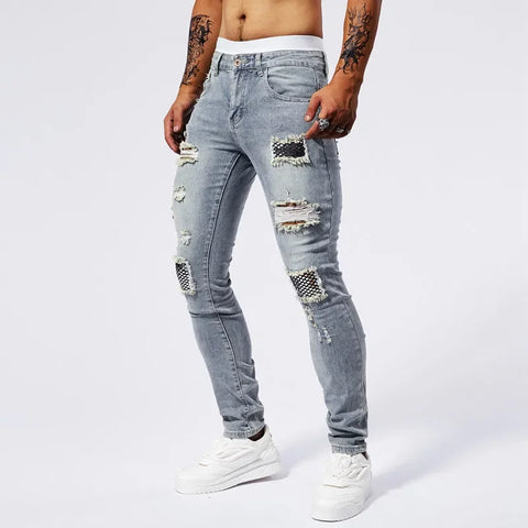 RESHAKE Ripped Slim Fit Stretch Jeans