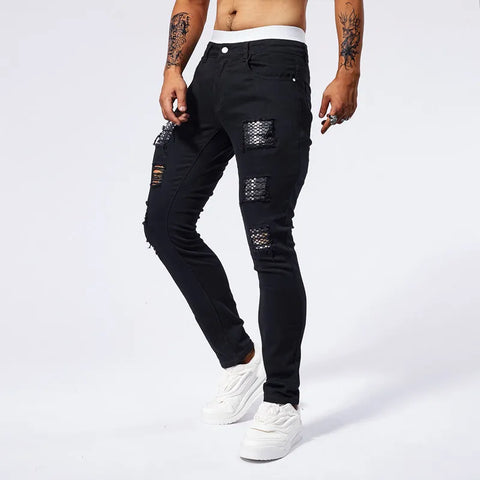 RESHAKE Slim Fit Ripped Jeans