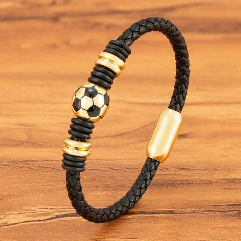 XQNI Hand-Woven Leather Football Bracelet