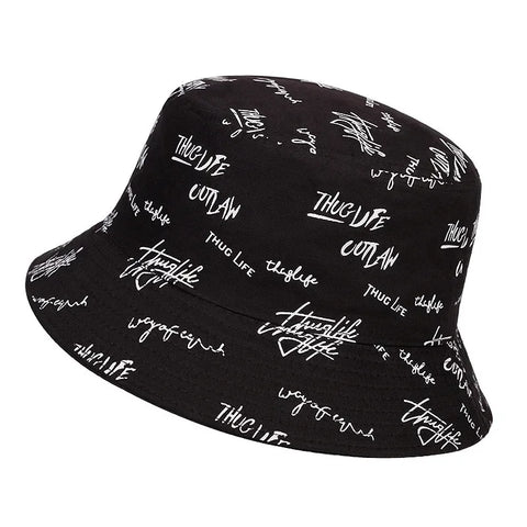 Graffiti Print Double-Sided Bucket Hat