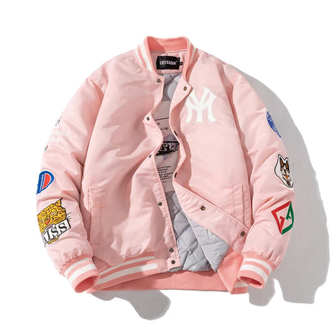 LUYBAIDUN NY Embroidered Premium Baseball Jacket