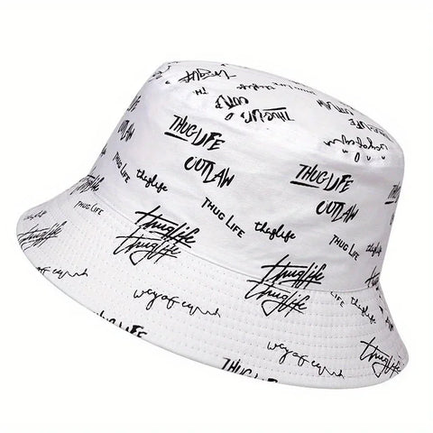 Graffiti Print Double-Sided Bucket Hat