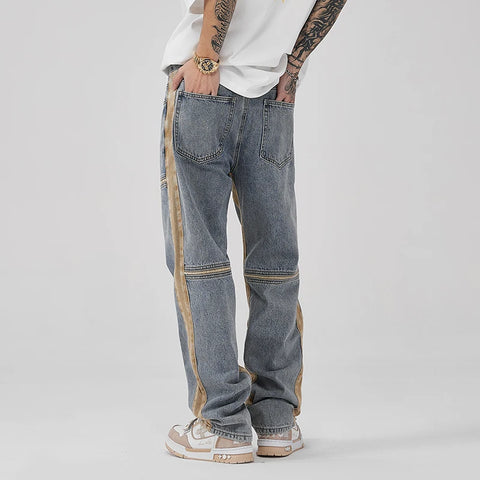 Relaxed Fit Splice Trim Jeans