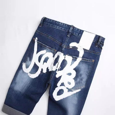 STARBAGS DSQ 2003 Hand-Painted Graffiti Slim-Stretch Jeans