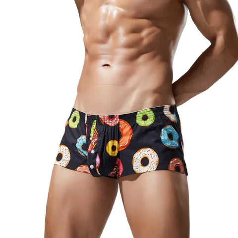 Donut Print Convex Pouch Low Waist Boxers