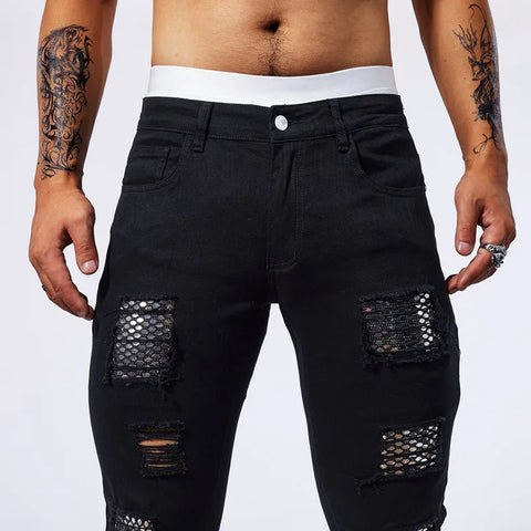 RESHAKE Slim Fit Ripped Jeans