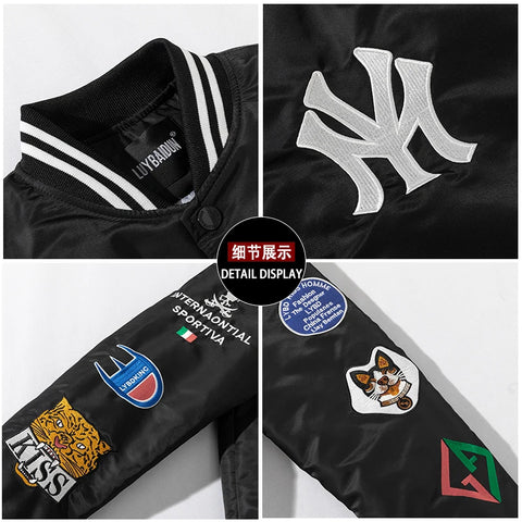 LUYBAIDUN NY Embroidered Premium Baseball Jacket