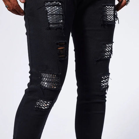 RESHAKE Slim Fit Ripped Jeans