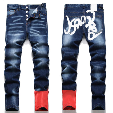 STARBAGS DSQ 2003 Hand-Painted Graffiti Slim-Stretch Jeans