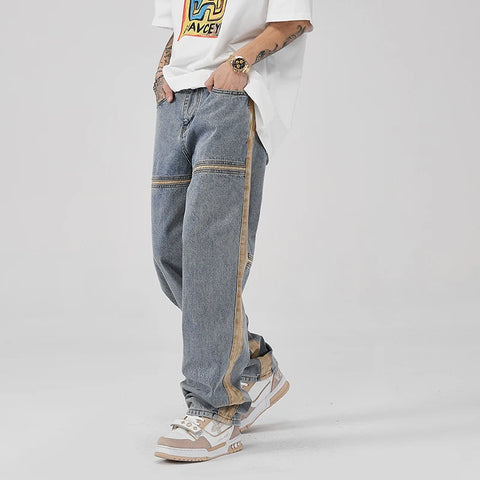 Relaxed Fit Splice Trim Jeans